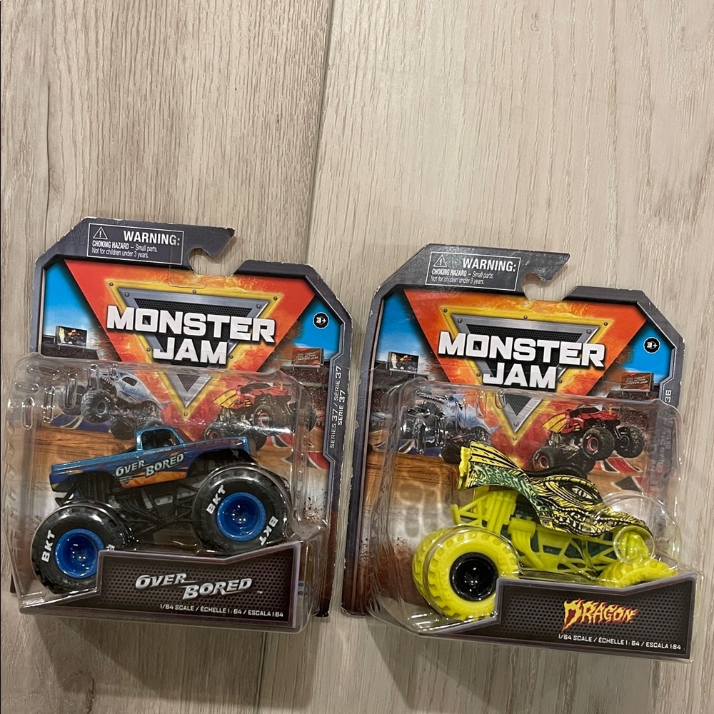 Monster Jam Over Bored and Dragon Die-Cast Toy Trucks
